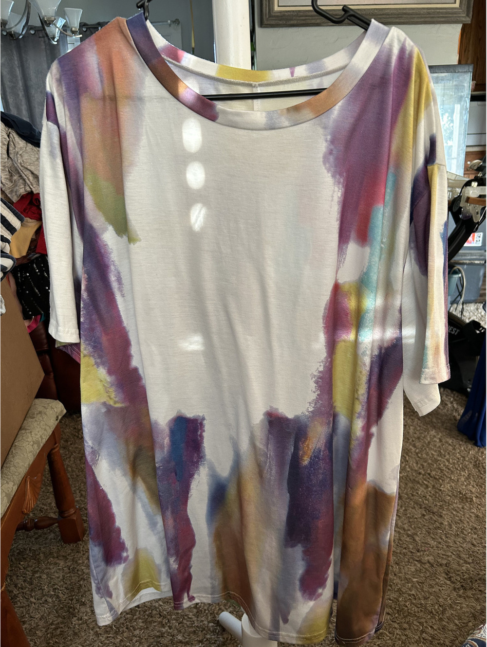Emery Rose 5XL Multicolor Abstract Print Tunic Top